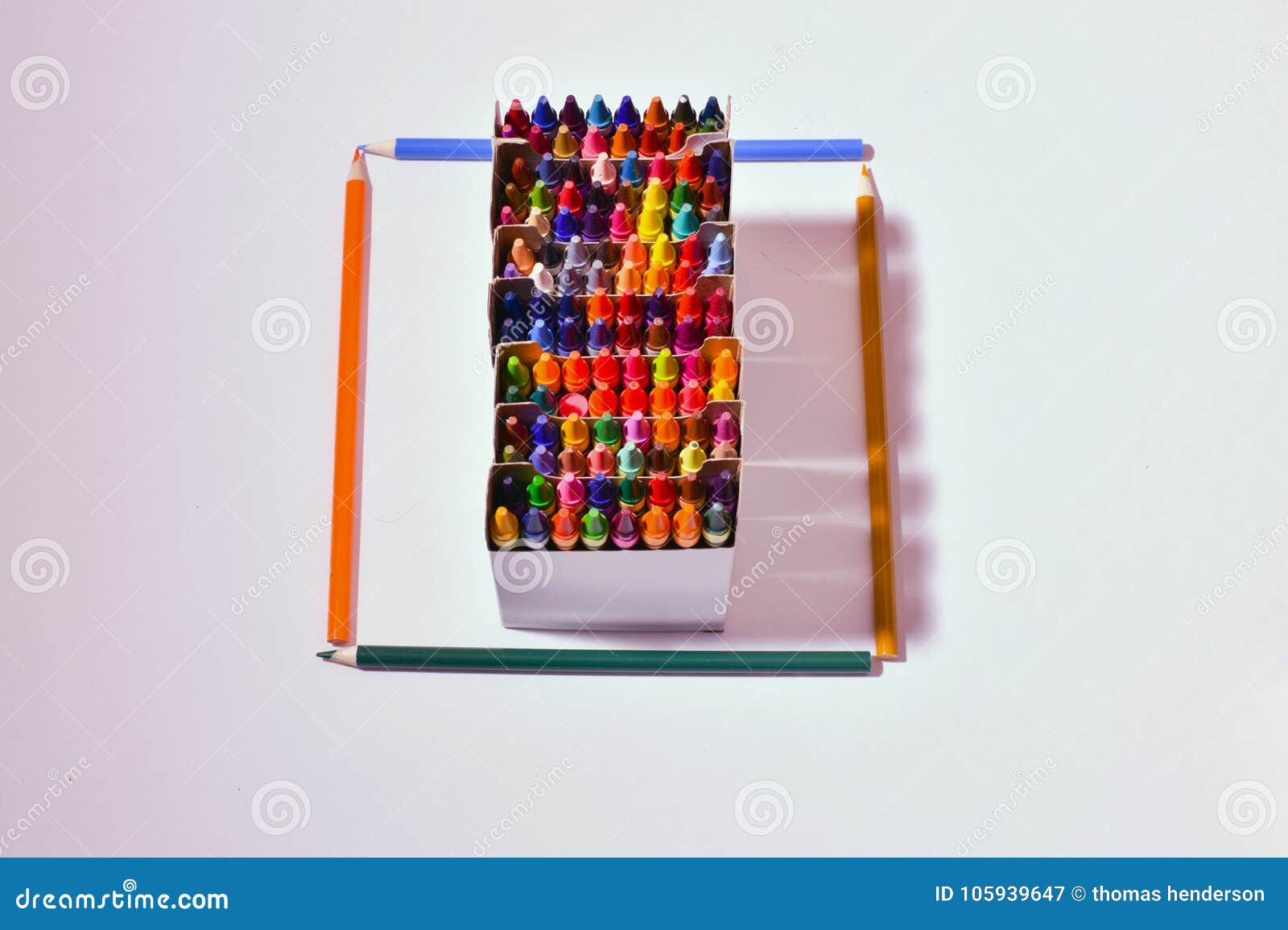Color Crayons and Pencils in a Square Stock Image Image of pencils