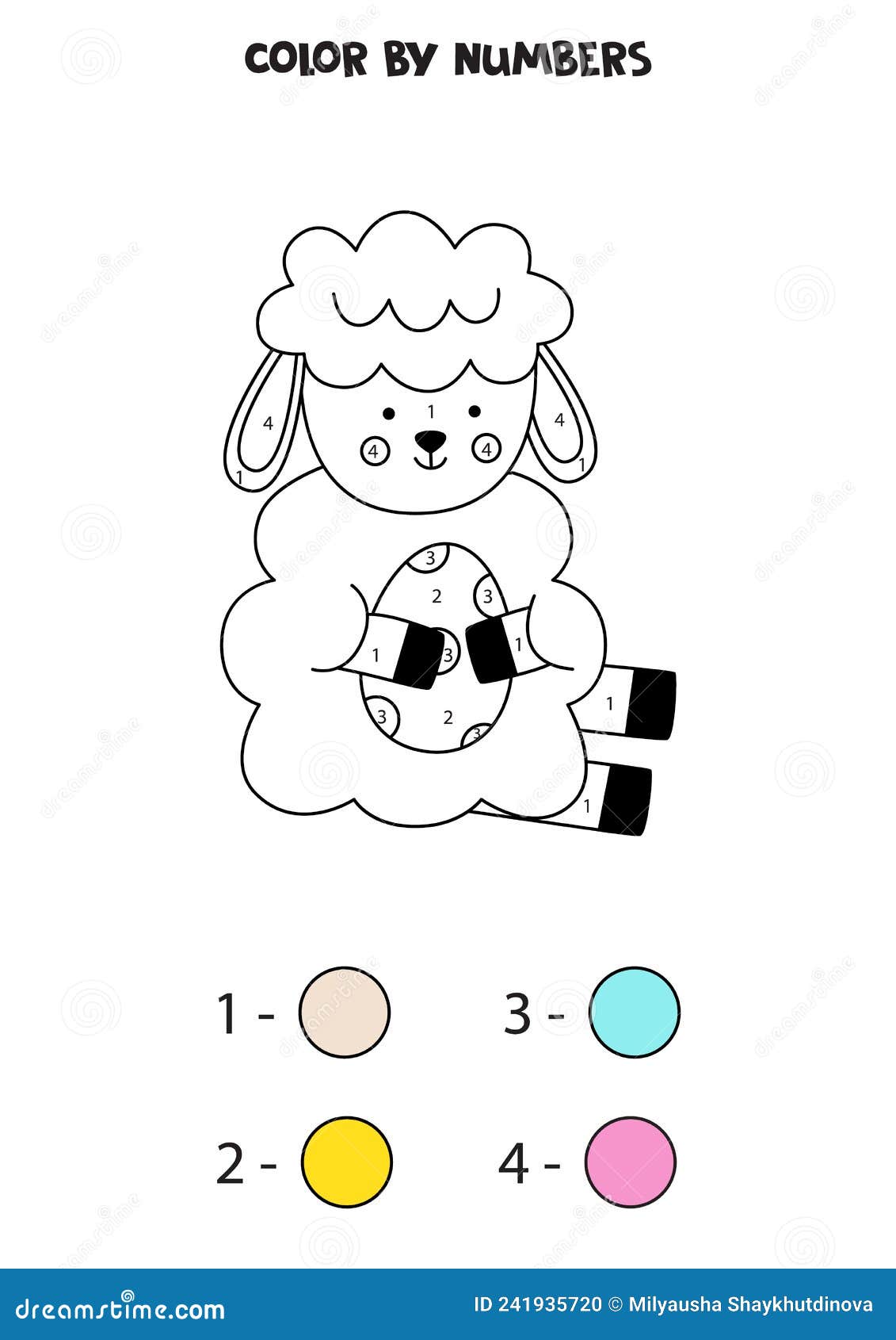 color-cute-easter-sheep-by-numbers-worksheet-for-kids-stock-vector-illustration-of-lamb