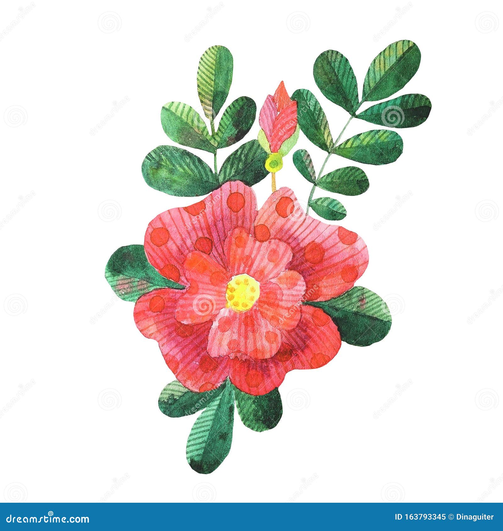 Color De Agua Estilizado De Rosa Ilustración Flores, Hojas Stock de  ilustración - Ilustración de objeto, flor: 163793345