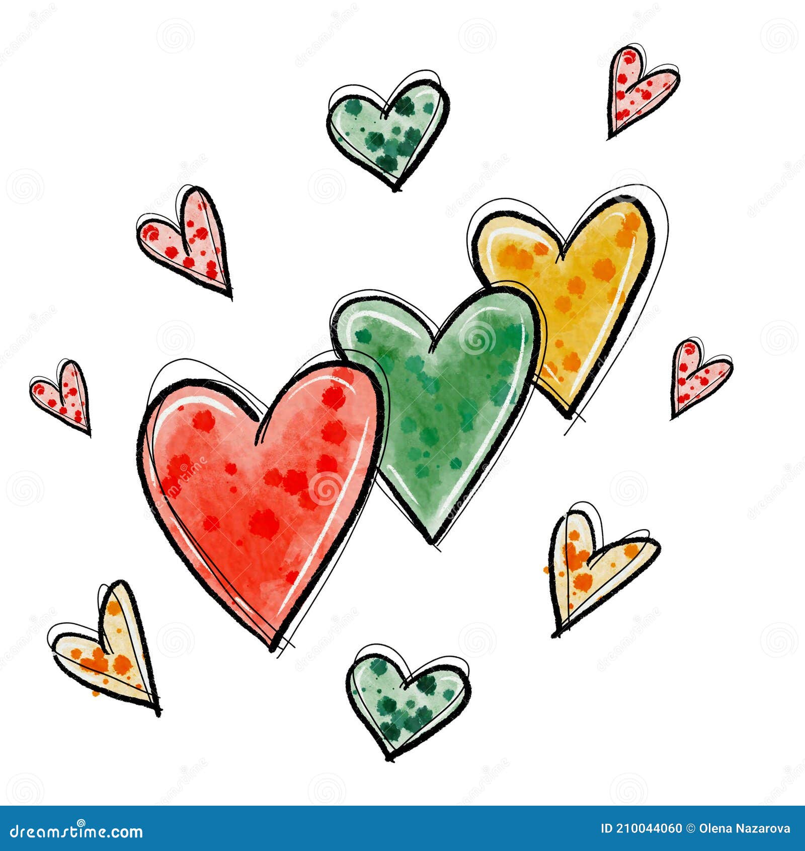 Color De Agua Rojo Amarillo Verde Mano Dibujar Corazones Stock de ilustración - Ilustración de ornamento, amor: 210044060 Color De Agua Rojo Amarillo Verde Mano Dibujar Corazones Stock de ilustración - Ilustración de ornamento, amor: 210044060