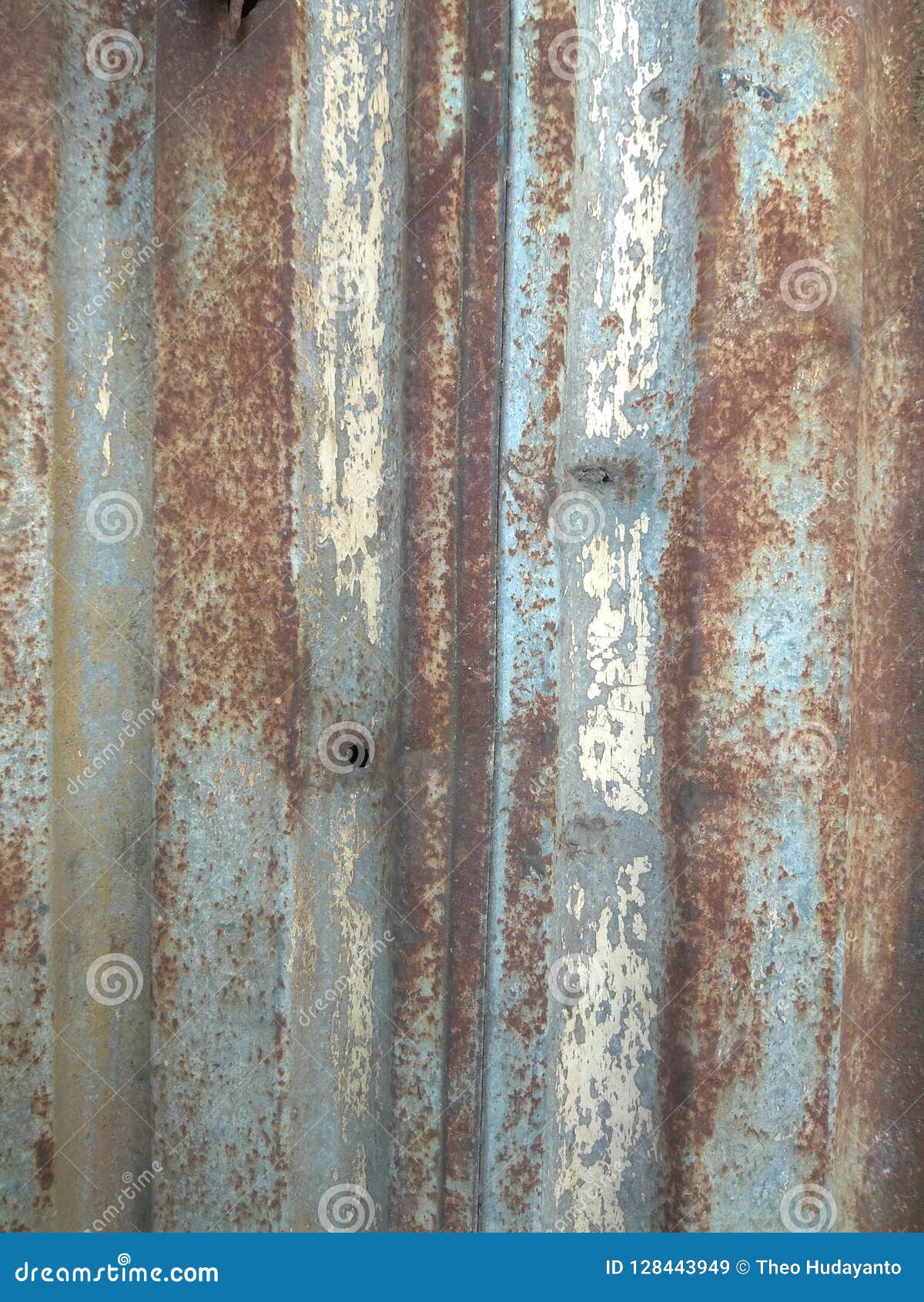 Color De Rusty Zinc Surface with Blue Y De Brown Imagen de archivo