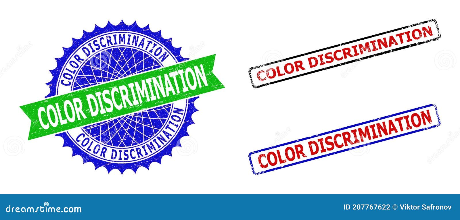 color discrimination rosette and rectangle bicolor stamps with corroded surfaces