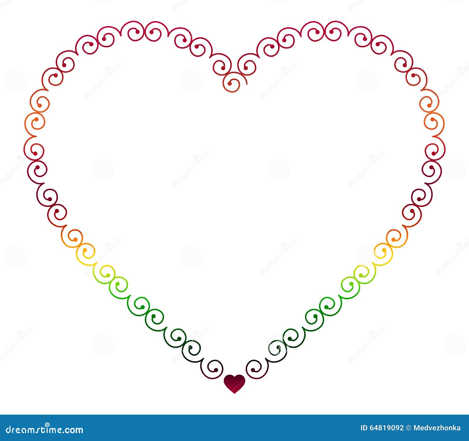Color Elegant Outline Frame in Shape of Heart Stock Illustration