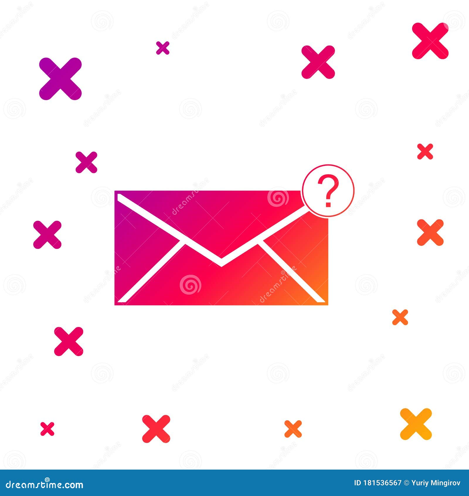 Color Envelope with Question Mark Icon Isolated on White ...