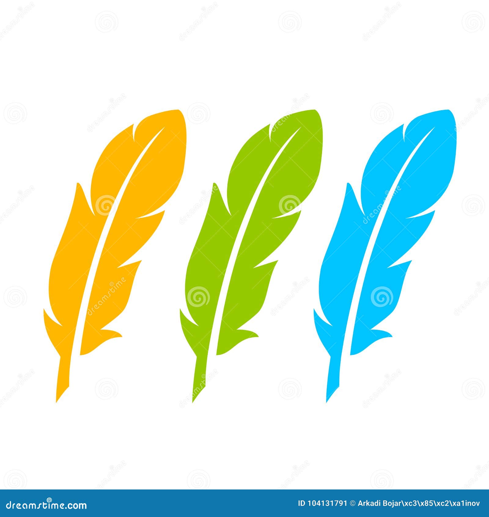 Feather Set Icon Logo Isolated On White Background Stock