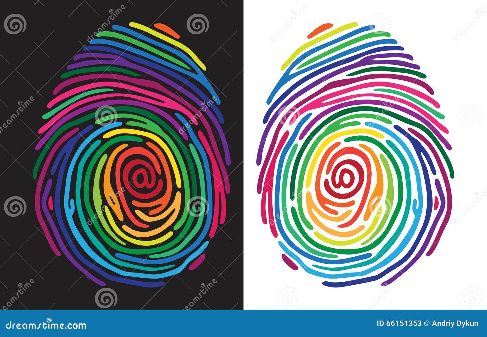 Abstract color finger print on black and white baclground. Vector illustration