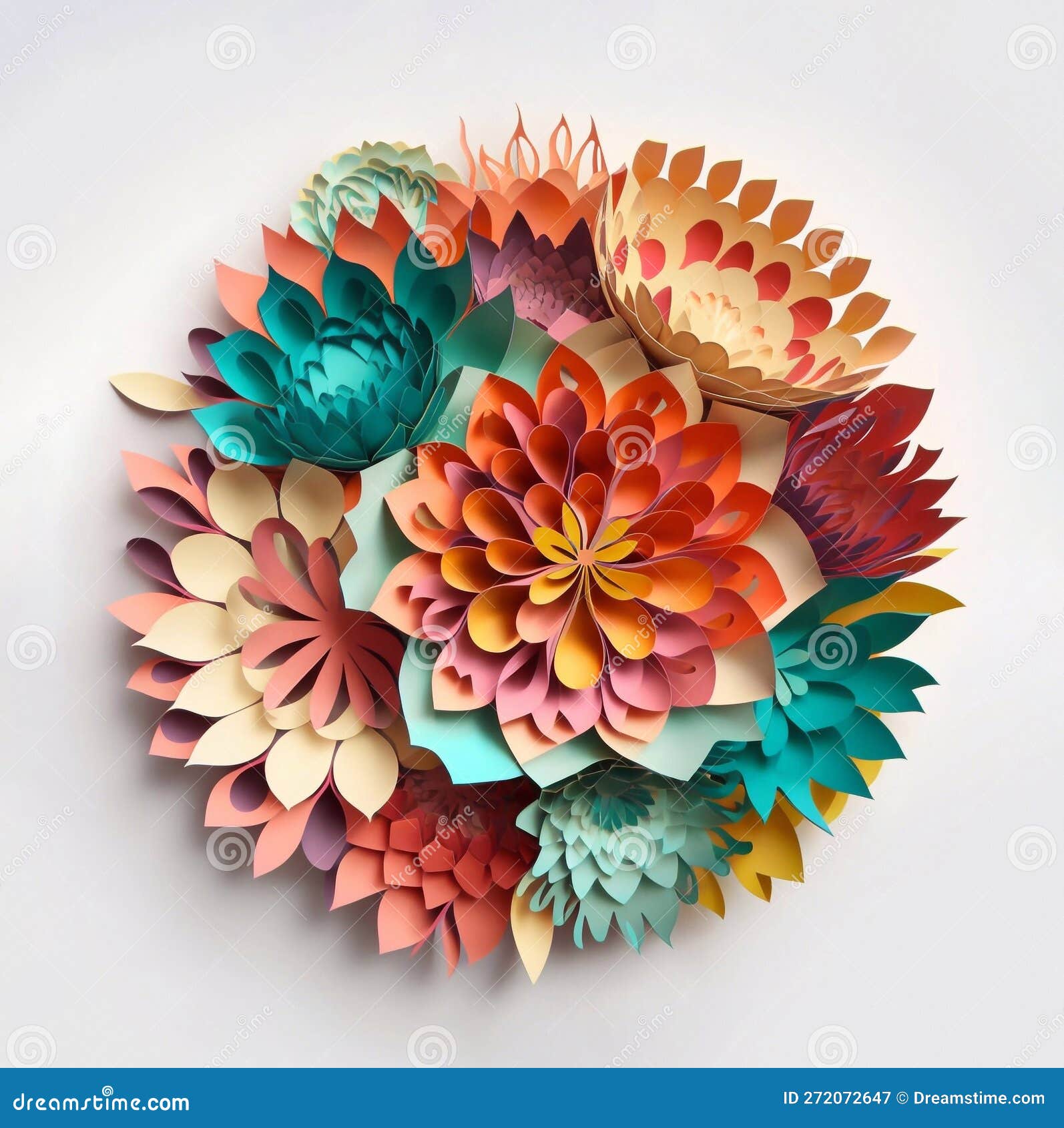 Color Flowers Paper Background. Decorative Paper Flowers Stock