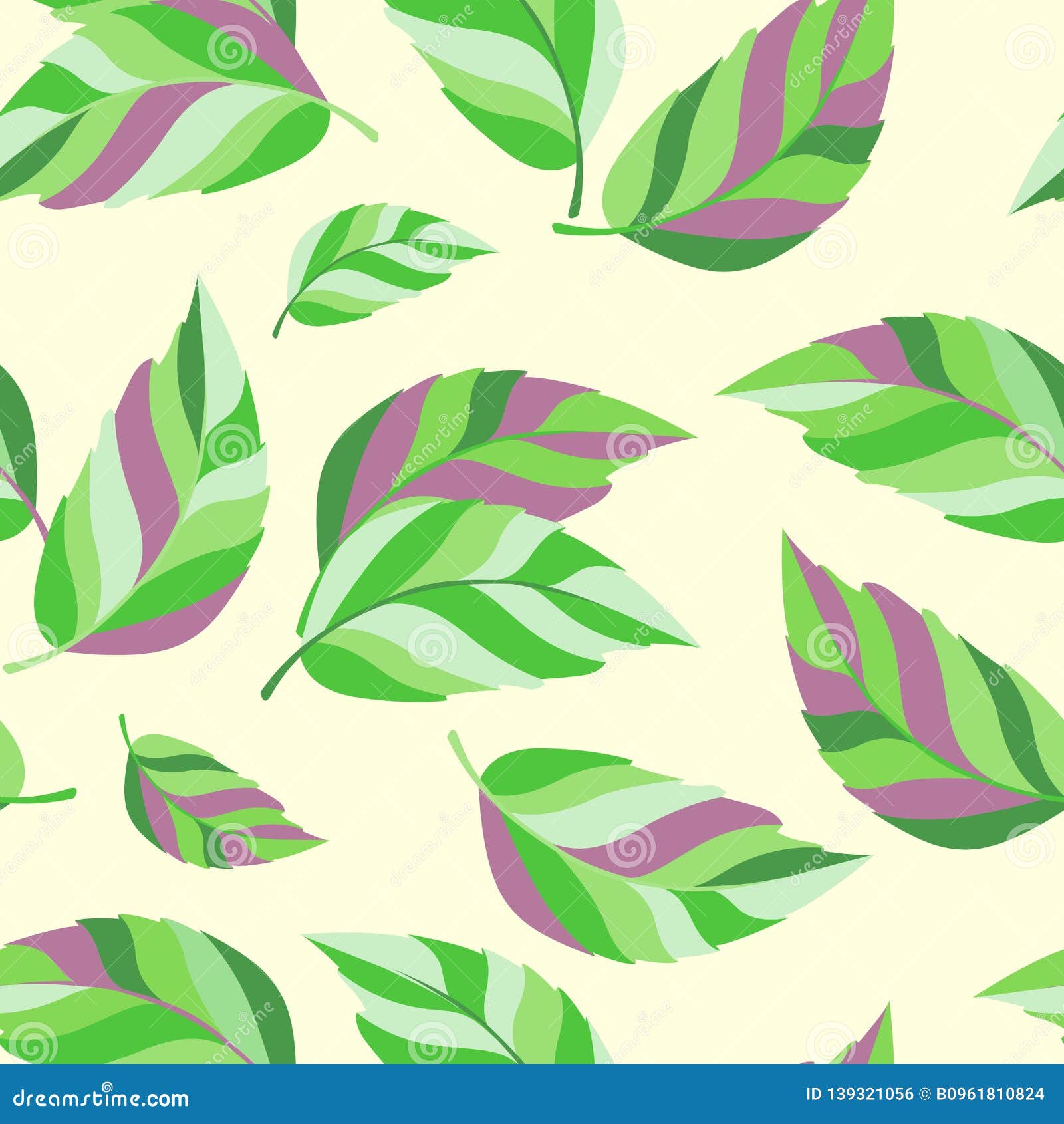 Color Foliage Seamless Pattern. Geometric Leaves Endless Repeatable