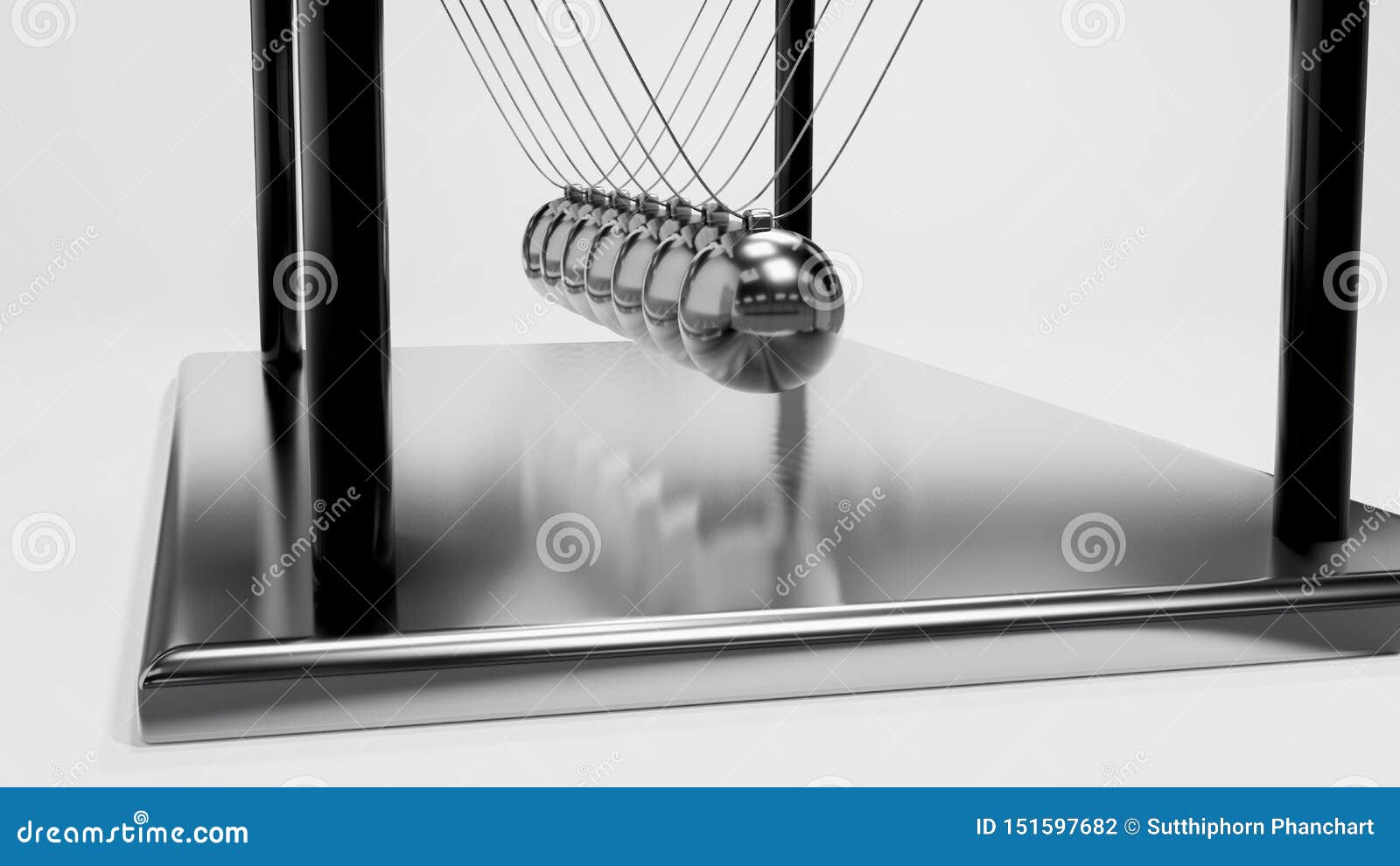 3d Rendering Of A Newton S Cradle With A Momentum Swing Movement