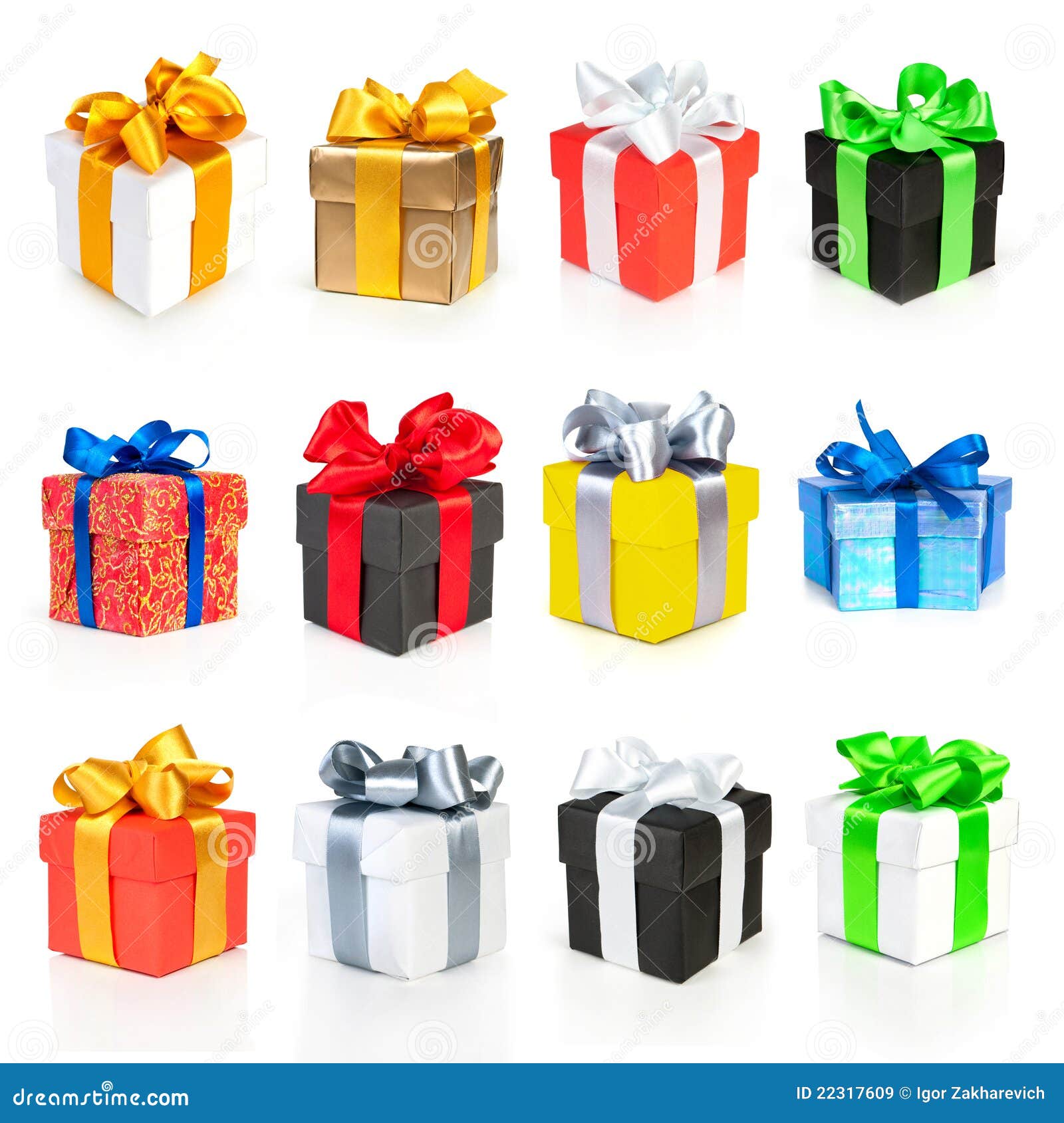 Color Gift Boxes Collection with Ribbons Stock Image Image of
