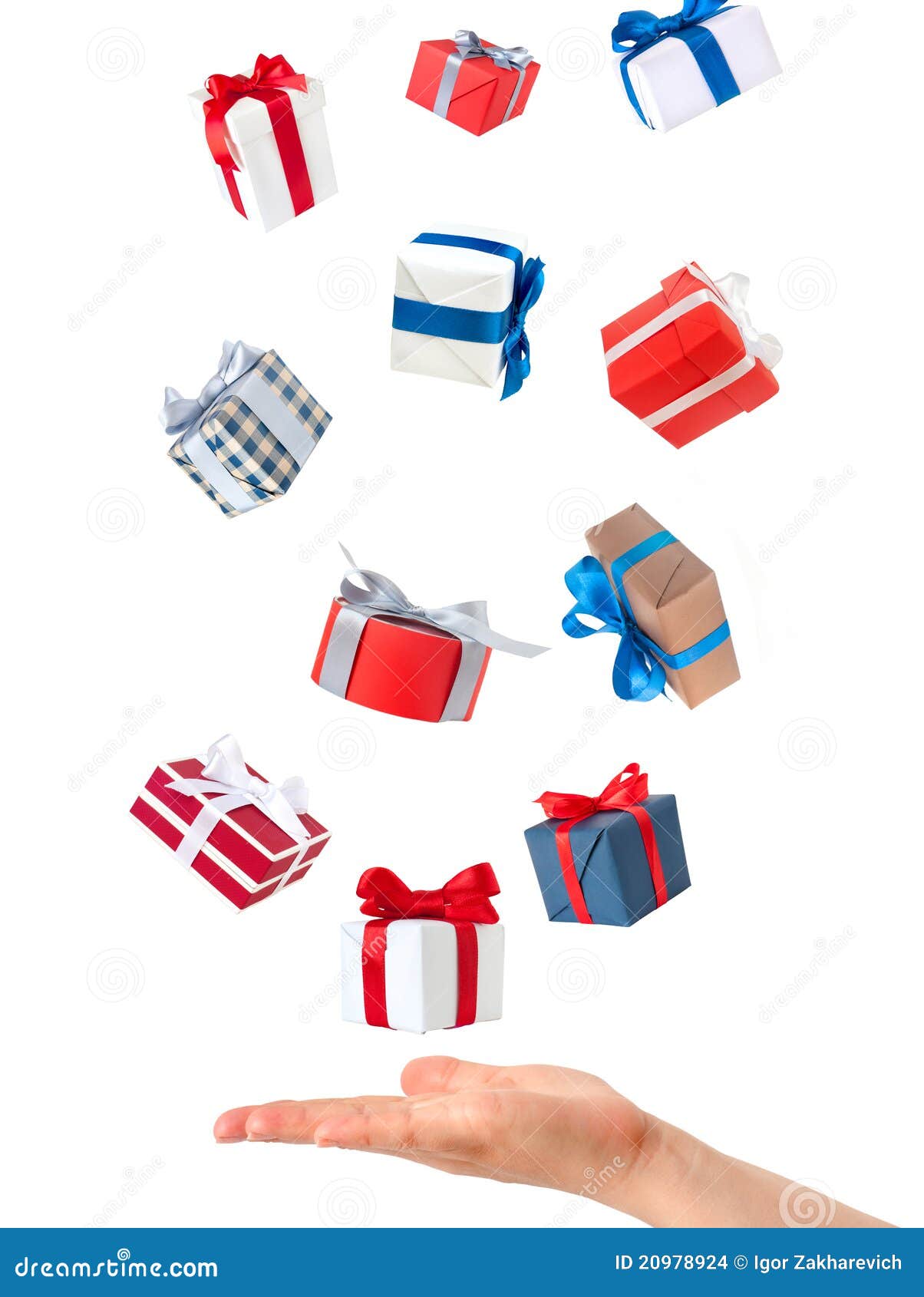Color Gift Boxes Falling On Hand Stock Photo Image 20978924