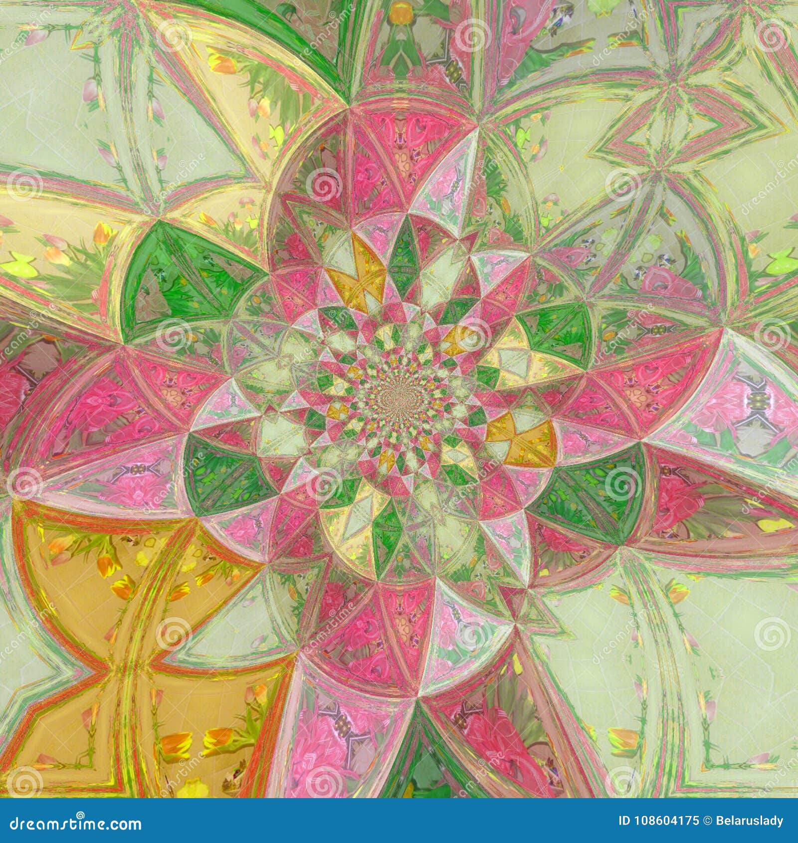 Color Glass Flower Quartz Effect Stained Glass Stock Illustration