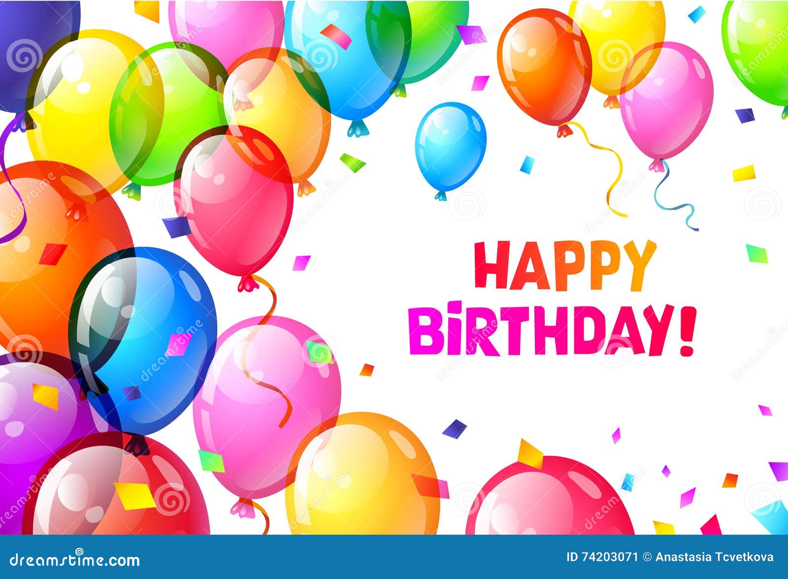 Color Glossy Happy Birthday Balloons.vector Stock Vector - Illustration ...