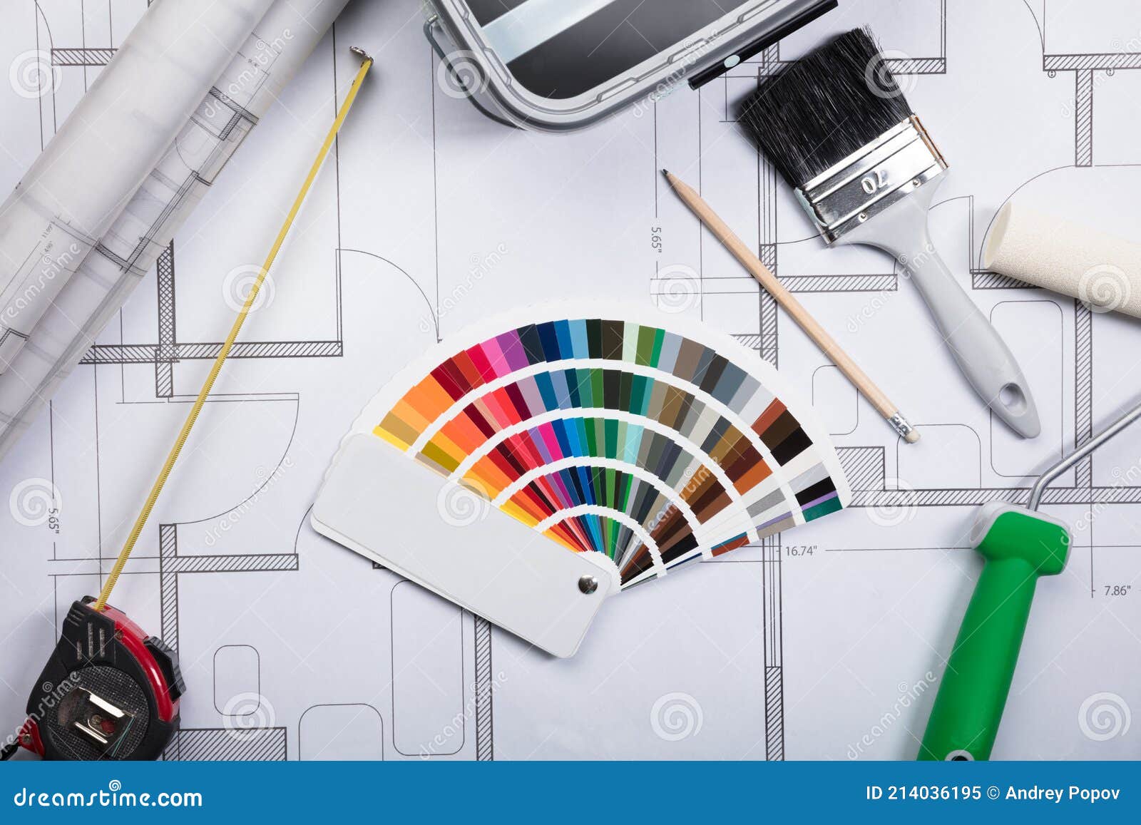 Color Guide Swatch on Blueprints Stock Image Image of painter