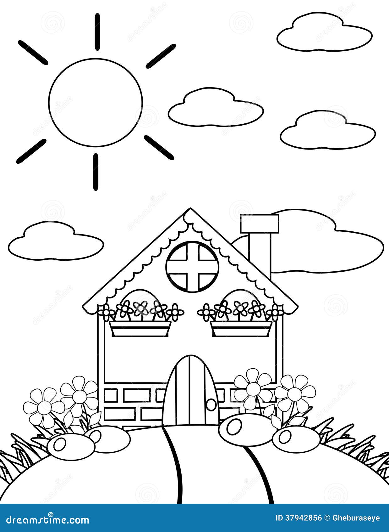 Coloring the House in Black and White Stock Illustration ...