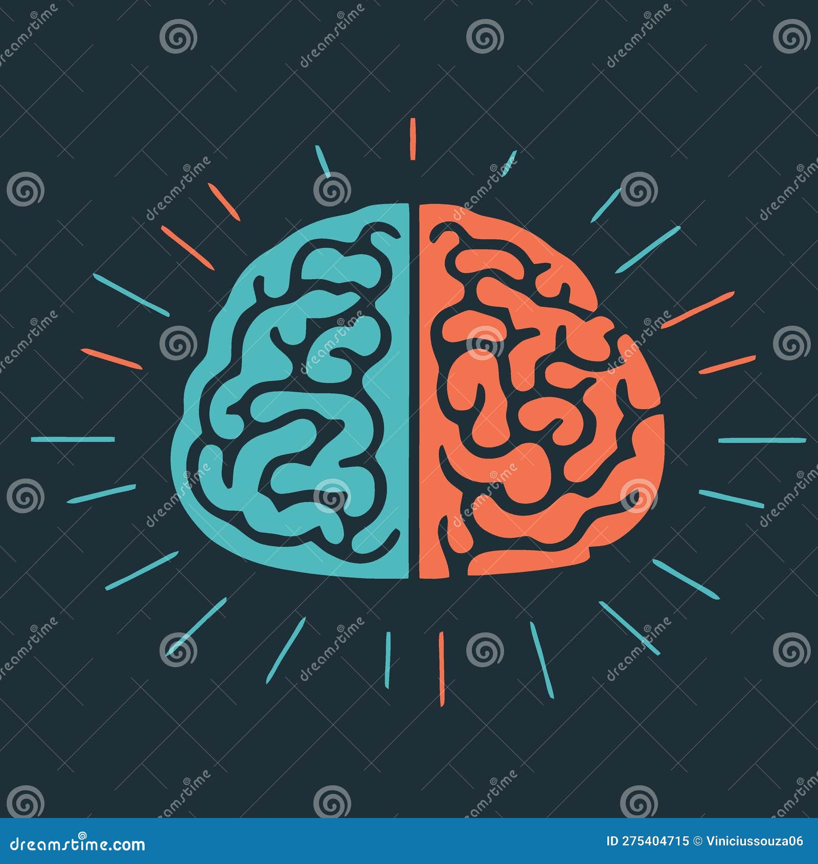 color human brain logo minimalist vector illustration