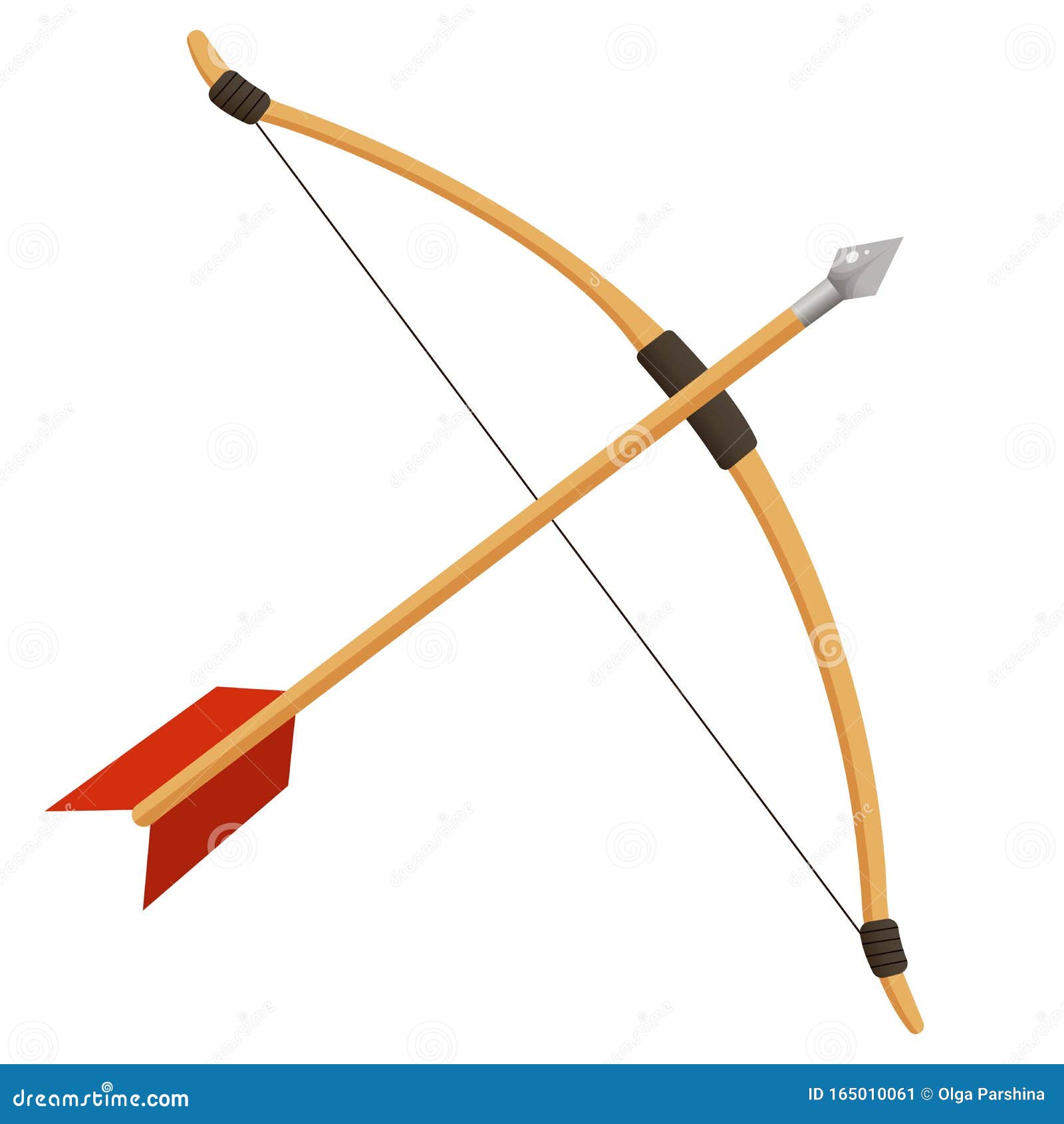 Color Image of Cartoon Bow with Arrow on White Background. Bow Shooting or  Archery. Vector Illustration Stock Vector - Illustration of kids, game:  165010061