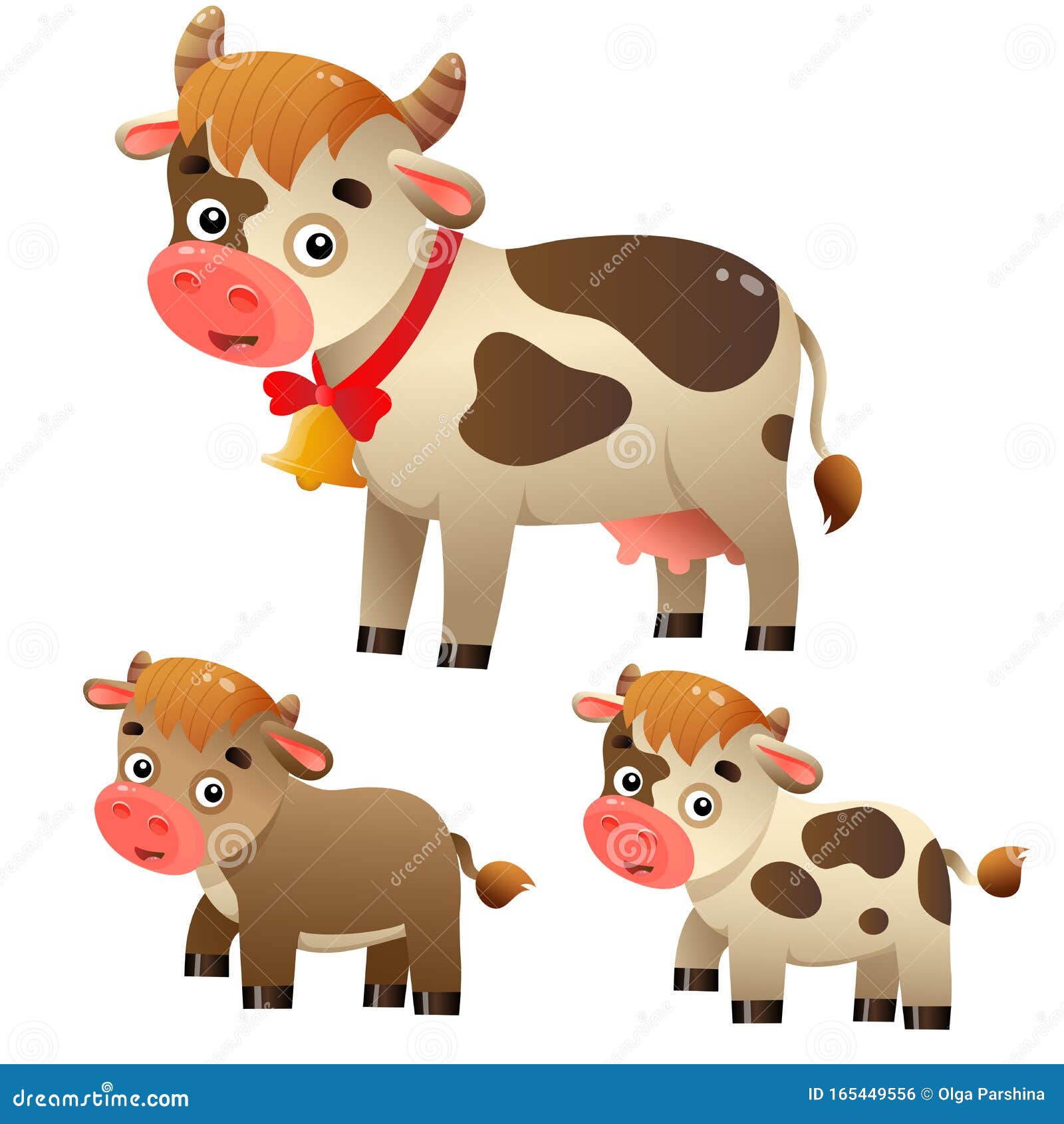 Color Image of Cartoon Cow with Calfs on White Background. Farm Animals Stock Vector - Illustration of cattle, education: 165449556 Color Image of Cartoon Cow with Calfs on White Background. Farm Animals Stock Vector - Illustration of cattle, education: 165449556