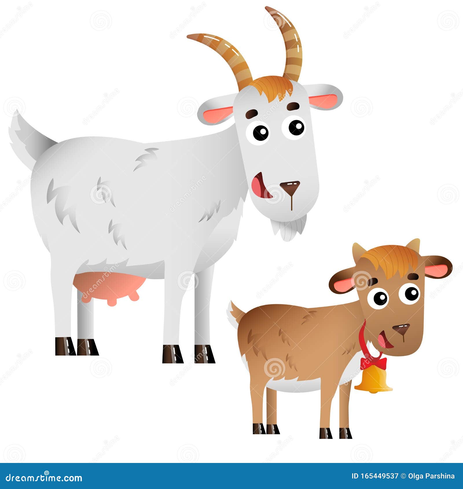 Color Image of Cartoon Nanny Goat with Kid on White Background. Farm Animals Stock Vector - Illustration of goatling, cute: 165449537 Color Image of Cartoon Nanny Goat with Kid on White Background. Farm Animals Stock Vector - Illustration of goatling, cute: 165449537