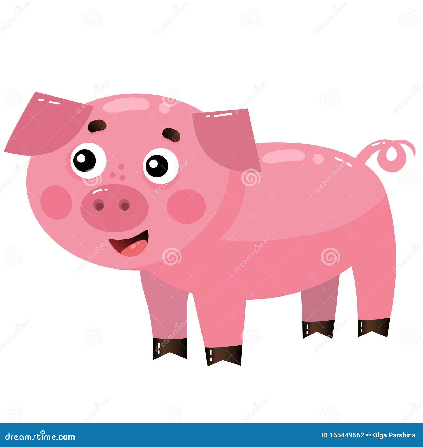 Color Image of Cartoon Pig or Swine on White Background. Farm Animals Stock  Vector - Illustration of color, kids: 165449562