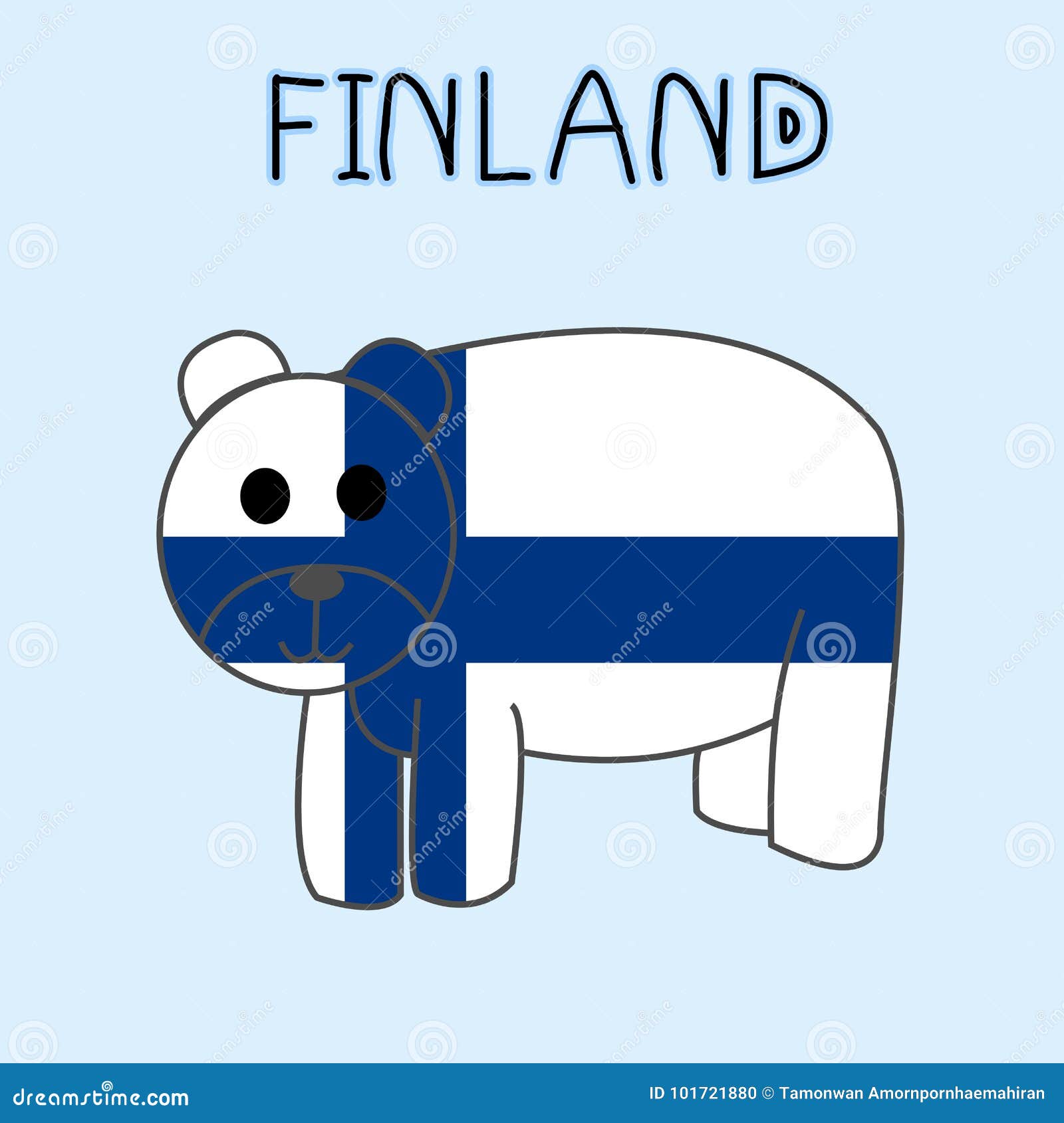 Color Imitation of Finland Flag with Bear, National Animal Stock  Illustration - Illustration of europe, concept: 101721880