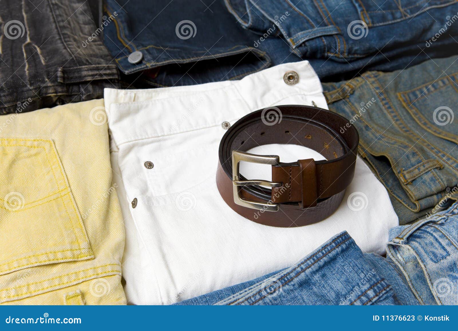 Color jeans and belt stock image. Image of seam, cotton - 11376623