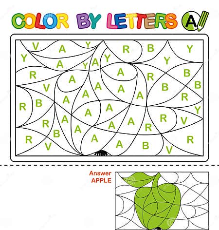 Color by Letter. Puzzle for Children. Apple Stock Vector - Illustration ...