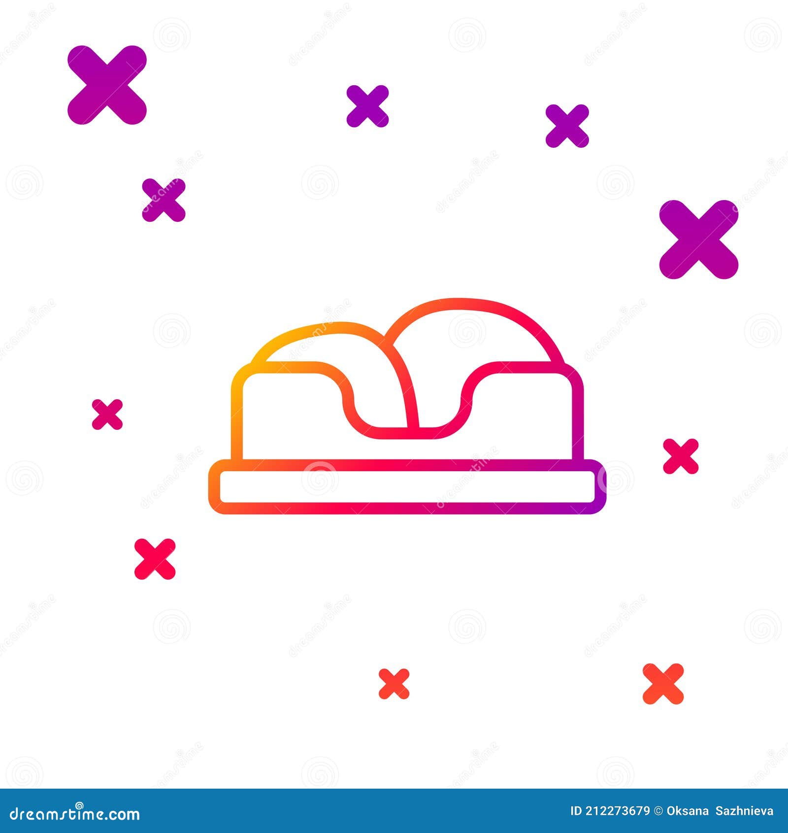color line pet bed icon  on white background. gradient random dynamic s. 
