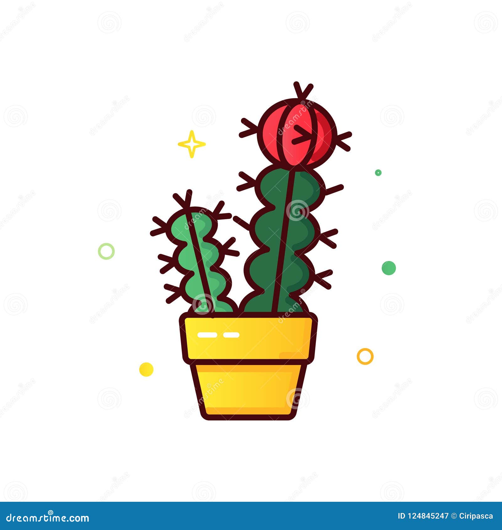 Color Line Vector Icon Of Cactus Stock Vector - Illustration of flower