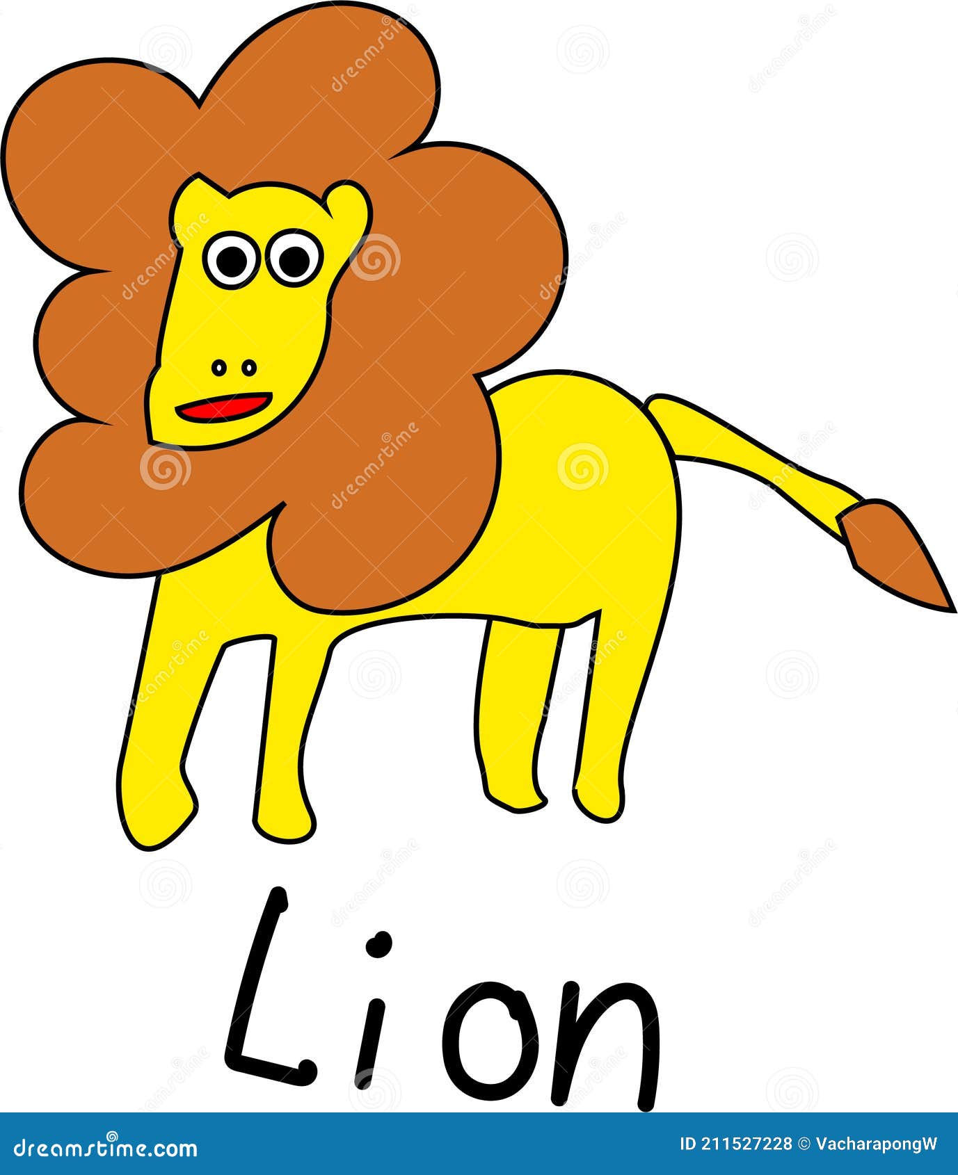 Color Lion Cartoon Minimal with Label Stock Illustration - Illustration of  graphic, minimal: 211527228