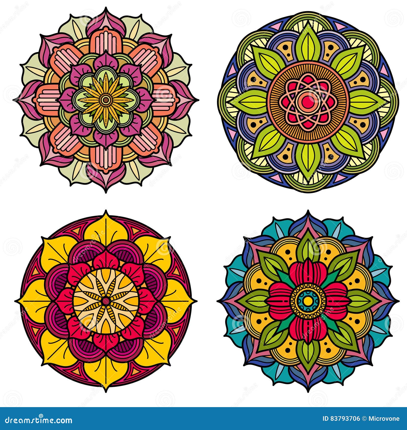 dinámica Analista Gracioso Color Mandalas Indian and Chinese Floral Vector Patterns Stock Vector -  Illustration of indian, circle: 83793706