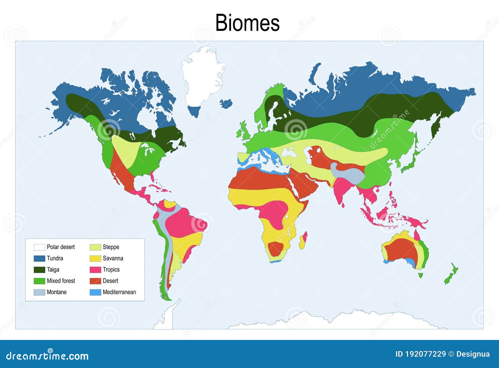 Color Map of the Main Biomes in the World Stock Vector Pertaining To World Biome Map Coloring Worksheet