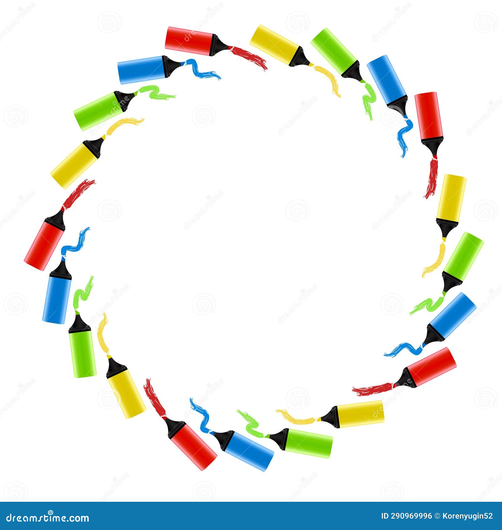 Color Markers Art Drawn Round Frame Stock Illustration Illustration