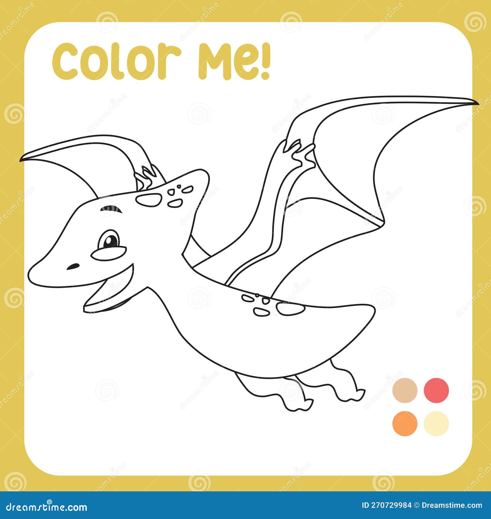 Dinosaur pterodactyloidea coloring page Royalty Free Vector