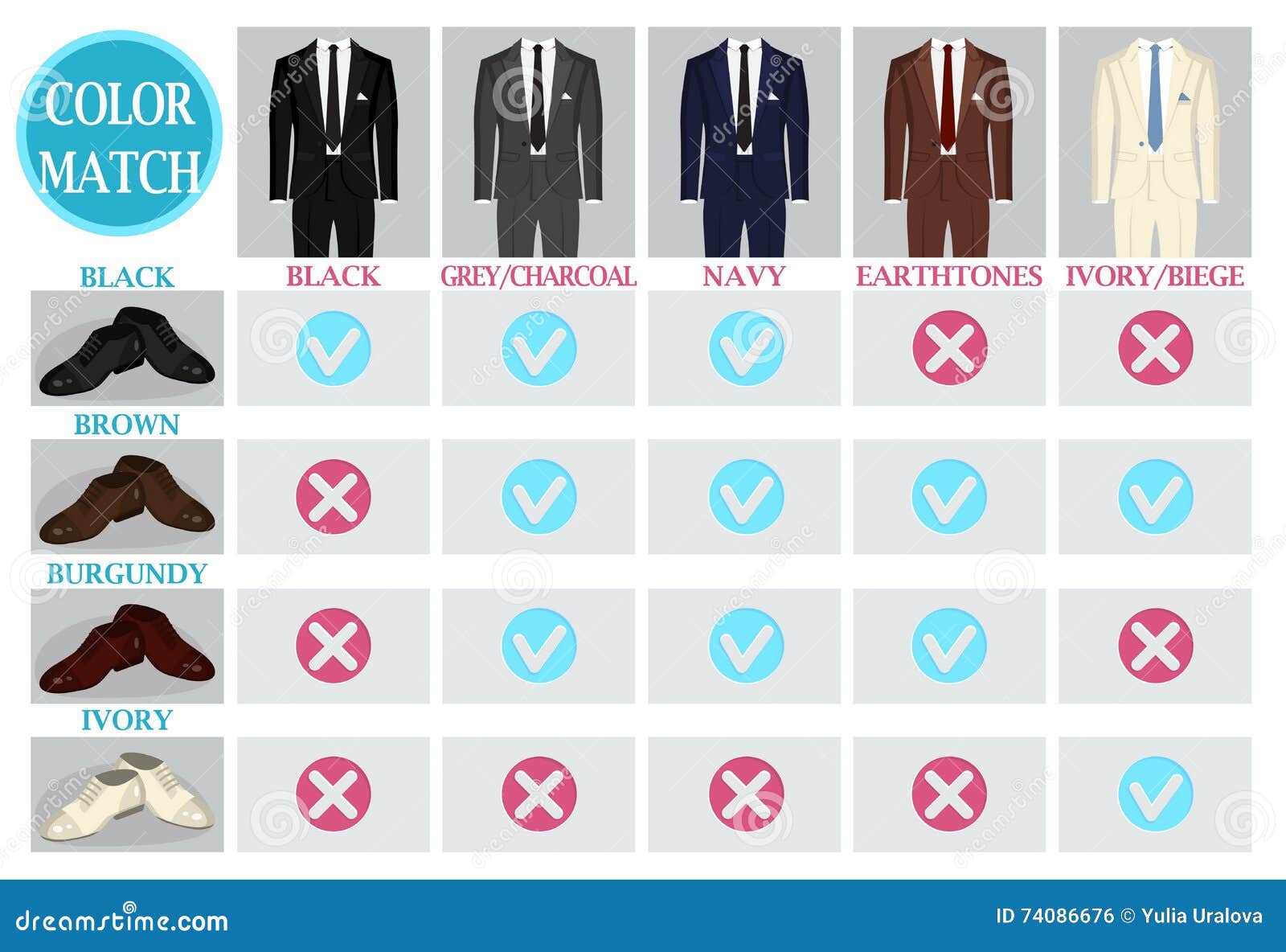 Dress Shoe Color Chart