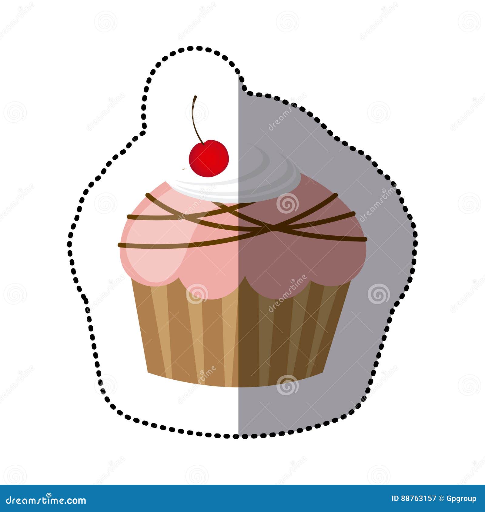 Download Color Muffin With Chocolate And Cherry Stock Illustration ...