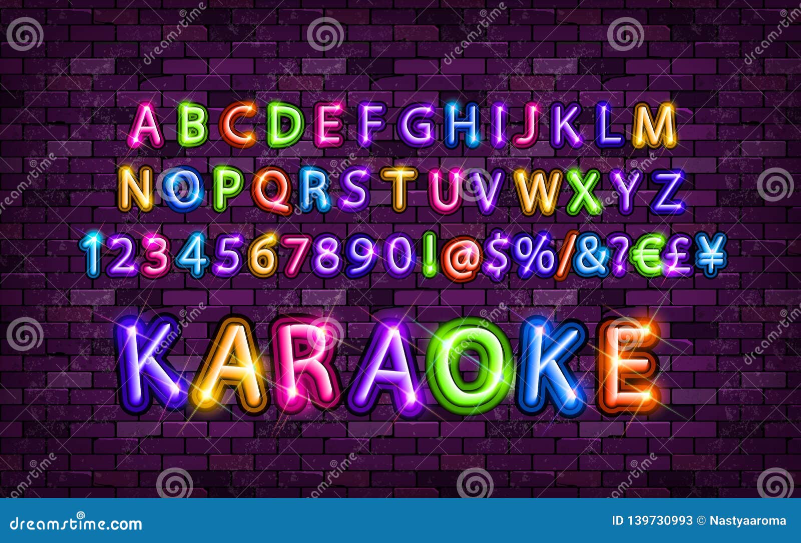 color neon font set.