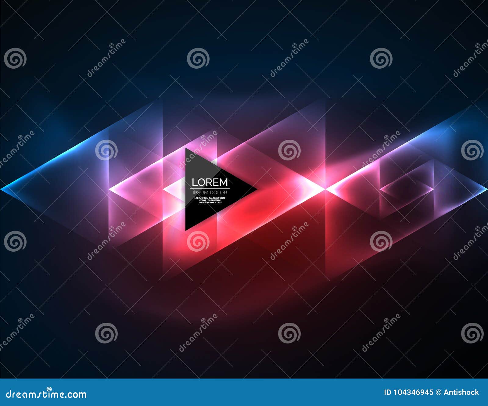 color neon glowing triangles, abstract background
