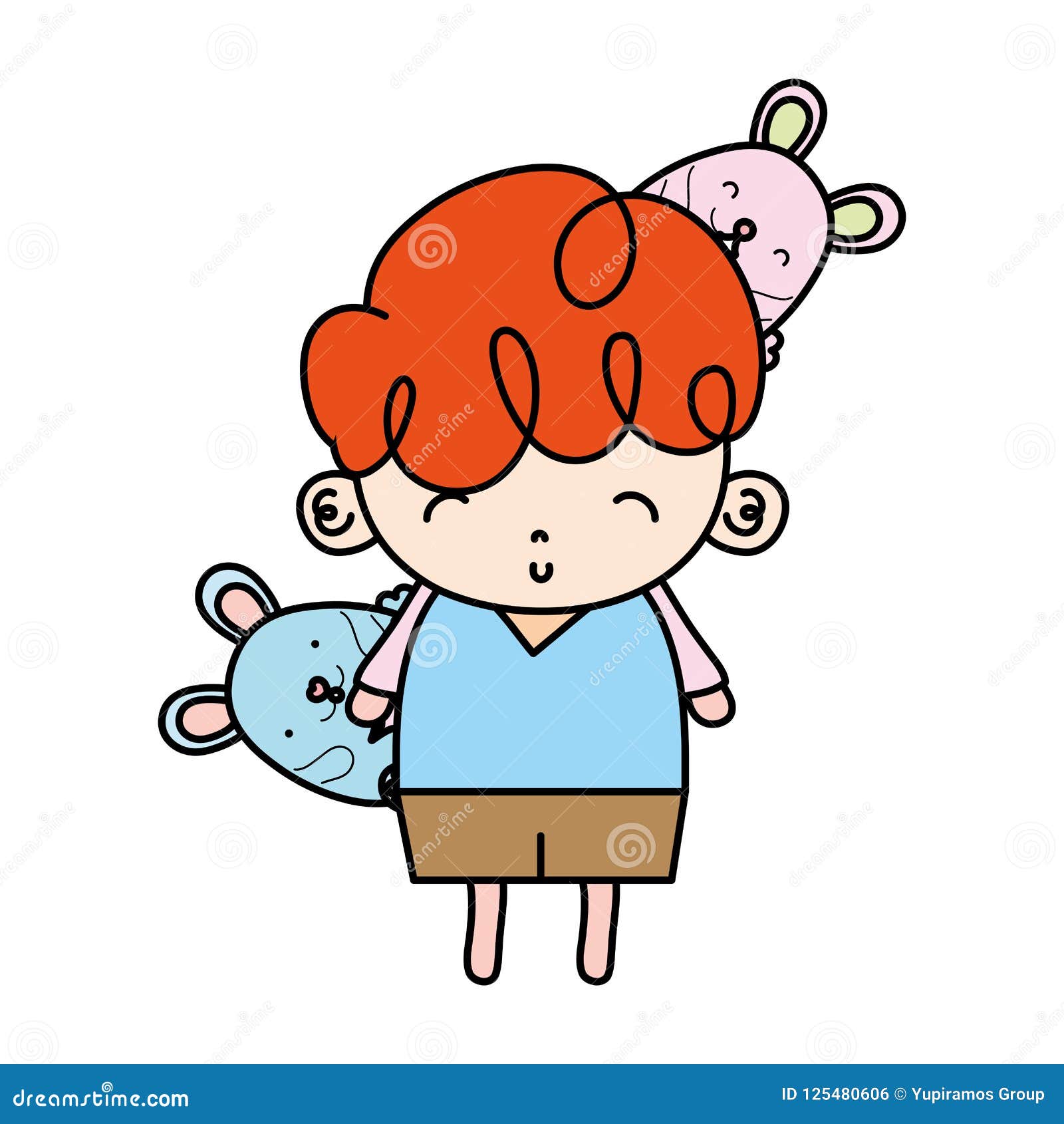 Color Nice Boy Child With Mice Animals Stock Vector Color Nice Boy Child With Mice Animals Stock Vector