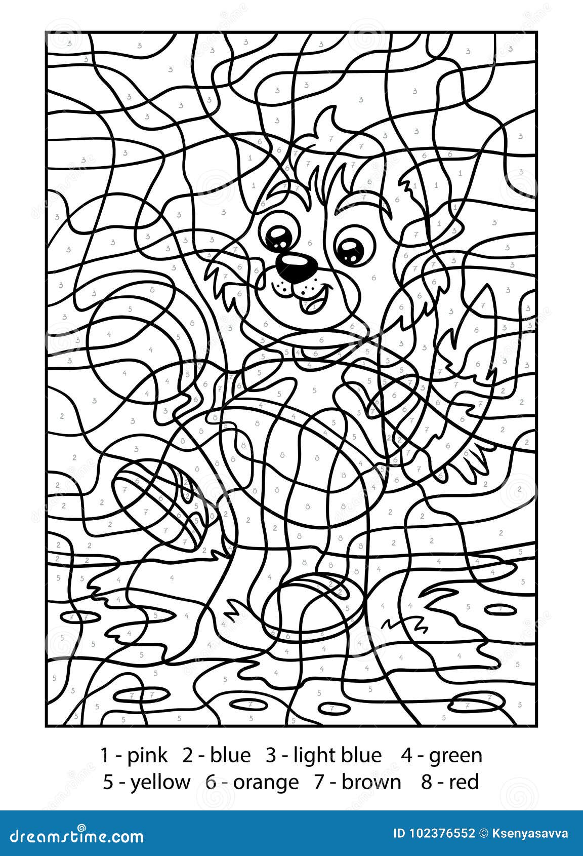 Color by Number Cat with a Ball Stock Vector Illustration of pastime Color by Number Cat with a Ball Stock Vector Illustration of pastime