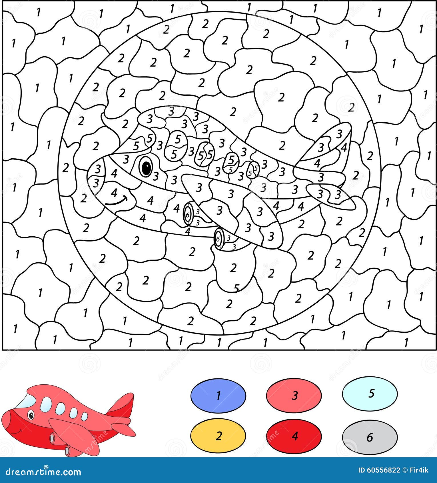 color by numbers coloring pages preschool airplanes