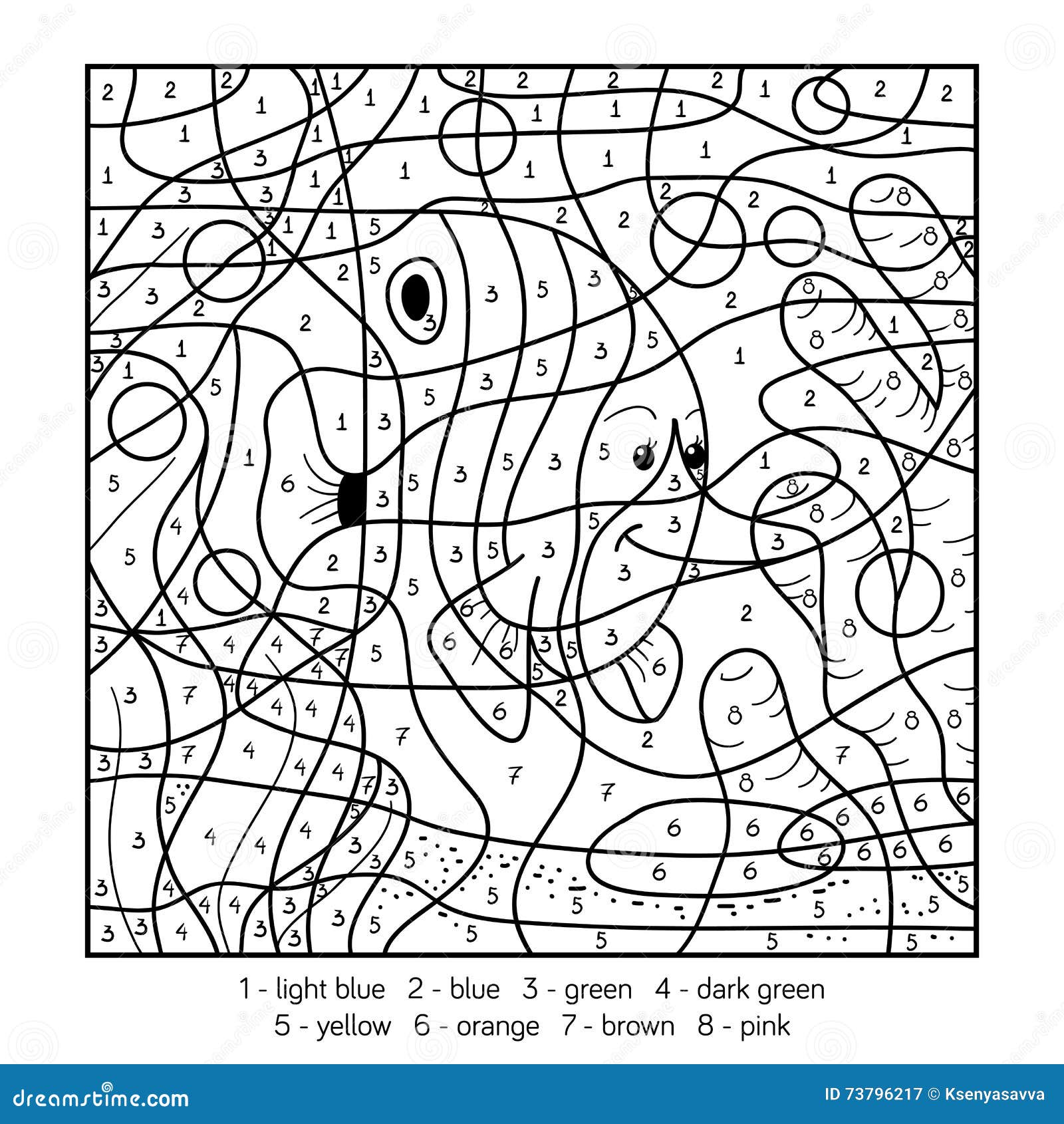 Colouring Game Numbers - Children Educational Game Coloring Page With