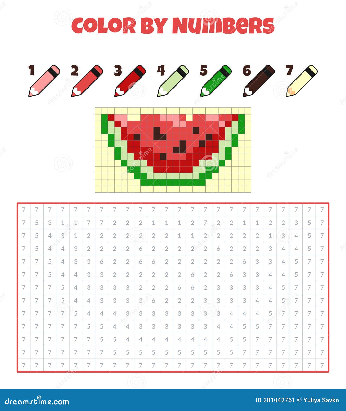 Color By Numbers Coloring Book For Kids Pixel Art Stock Vector color-by-numbers-coloring-book-for-kids-pixel-art-stock-vector