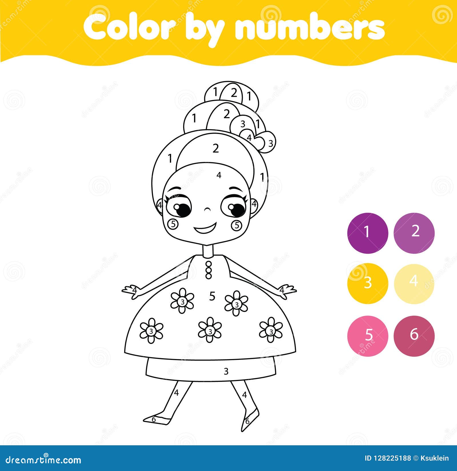 Color by Numbers Educational Children Game. Coloring Page for Kids ...
