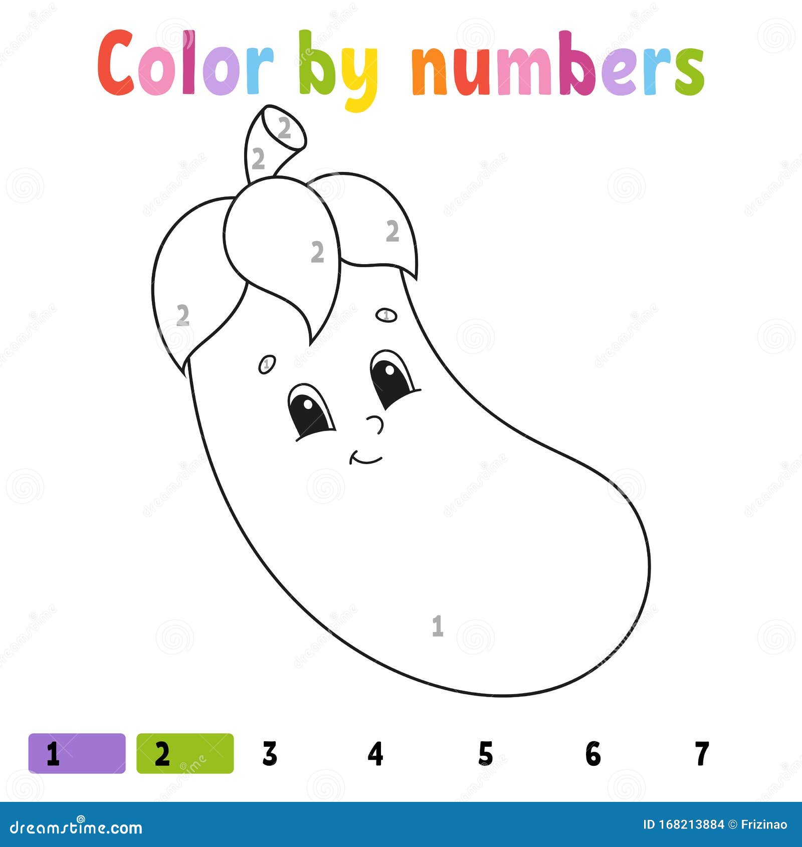 Download Color By Numbers Eggplant Coloring Book For Kids Vegetable Character Vector Illustration Cute Cartoon Style Hand Drawn Stock Vector Illustration Of Children Diet 168213884
