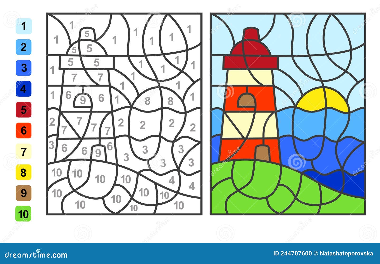 We Paint by Numbers. Puzzle Game for Children Education. Numbers and Colors  for Drawing and Learning Mathematics. Vector Stock Vector - Illustration of  child, outline: 203386619