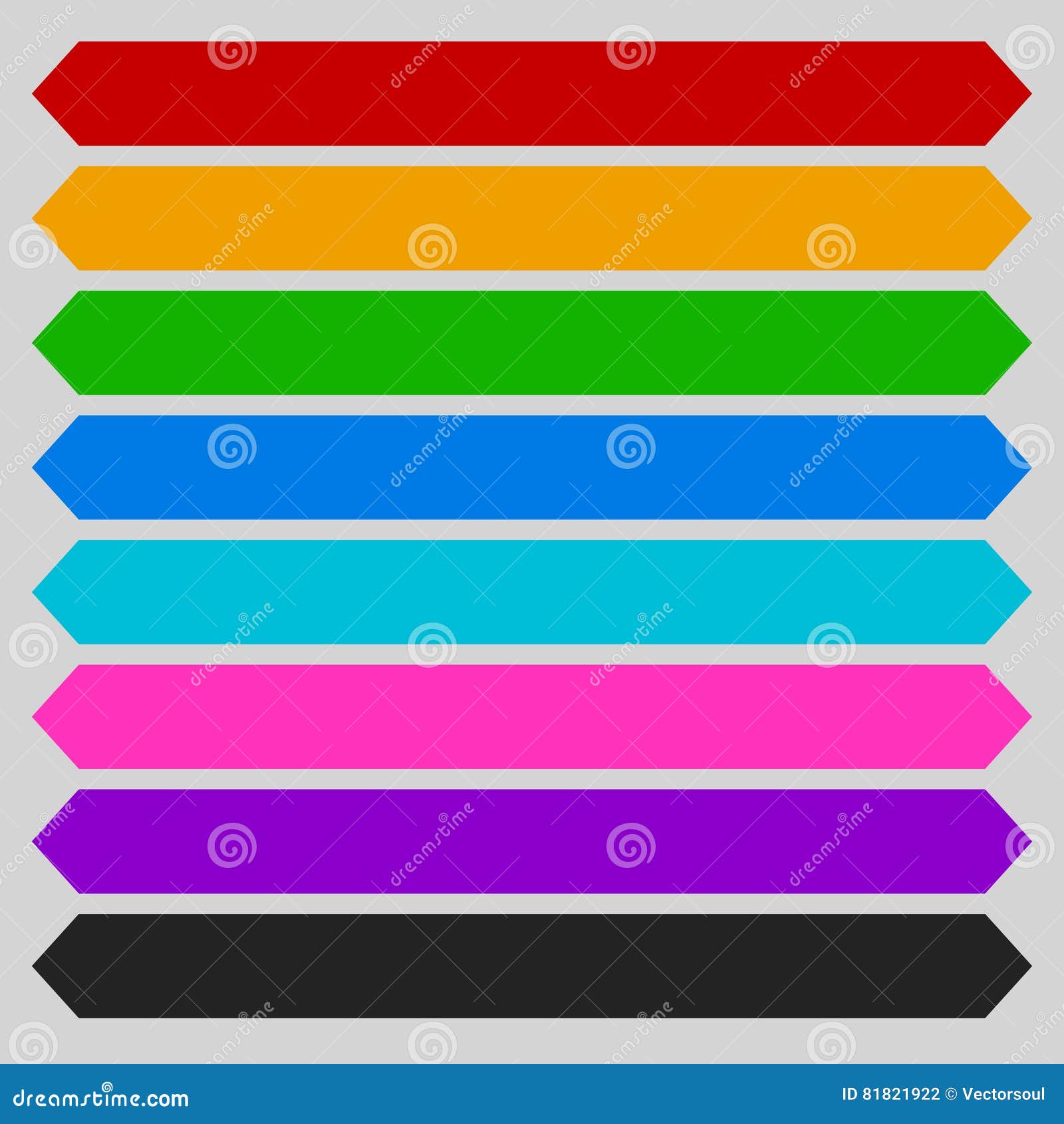 8 Color Octagonal Button / Banner Shape. Colorful Button, Banne Stock ...