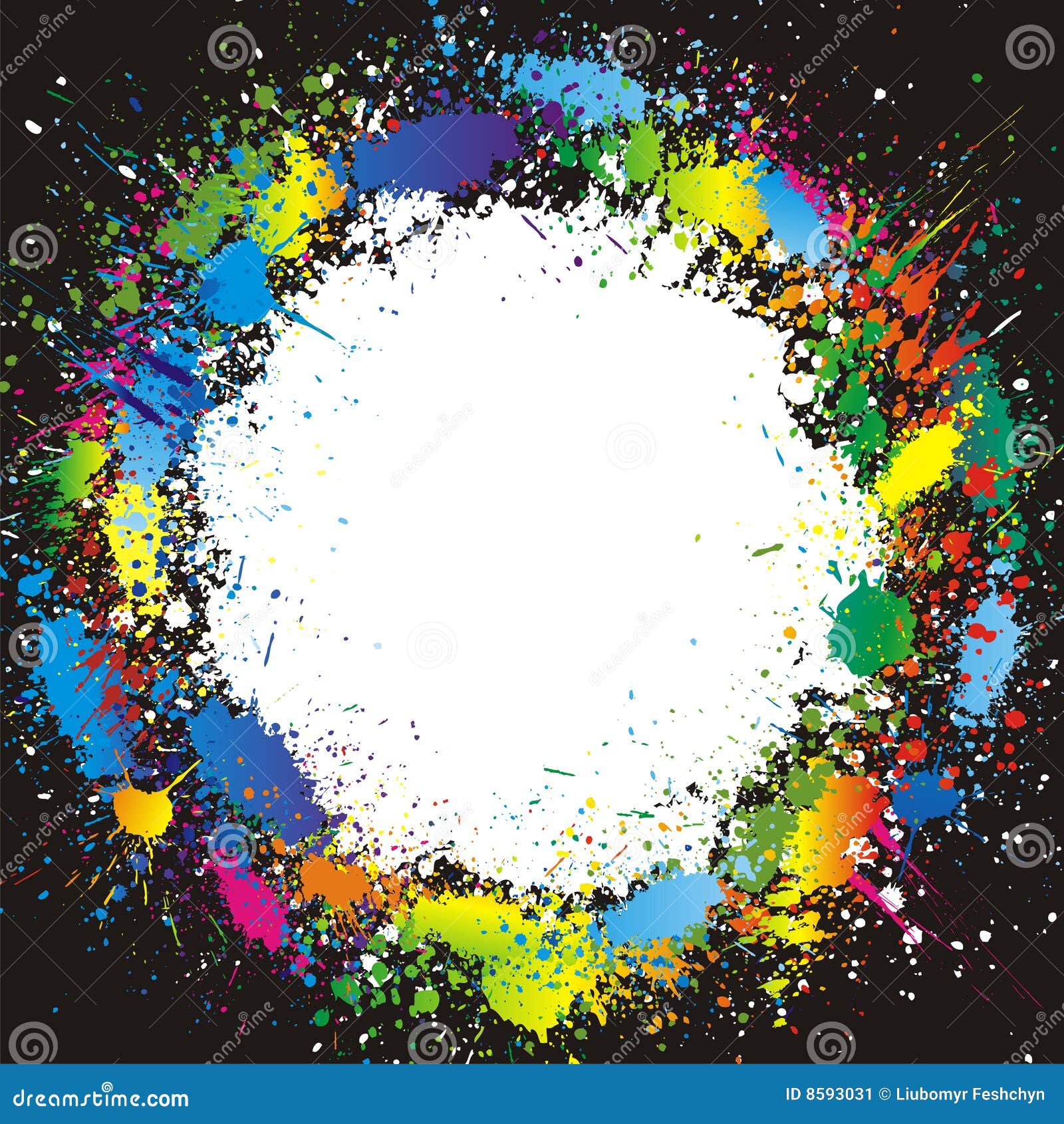 Color Paint Splashes Border. Vector Background Stock Vector