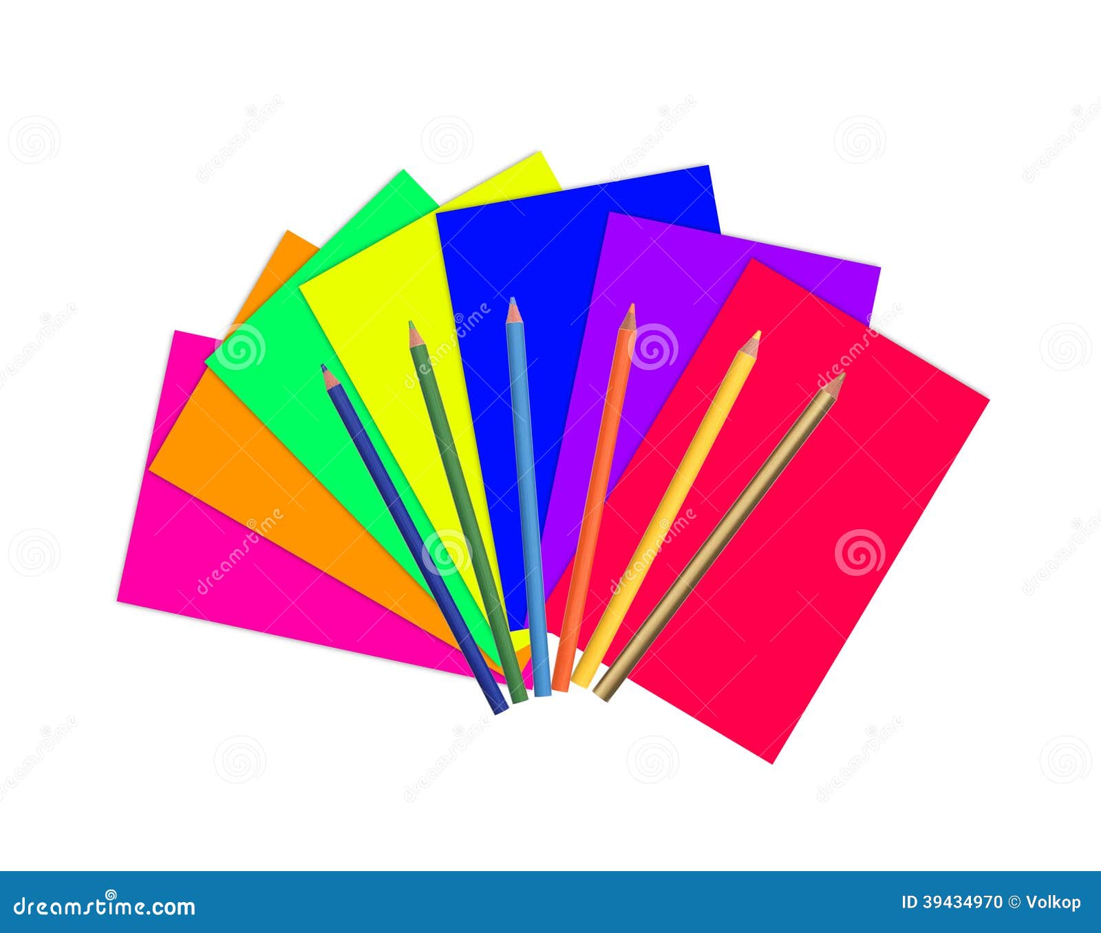 Color Paper and Pencils Isolated on White Stock Photo Image of color