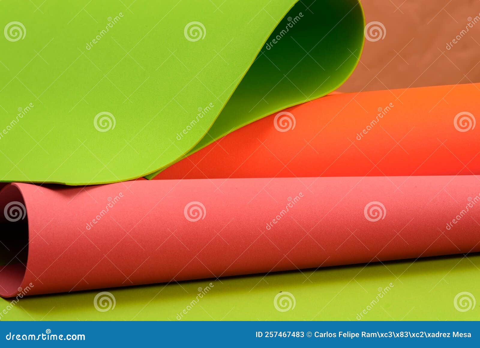 Color Paper Rolls and Bend Texture Background Full of Colors Stock